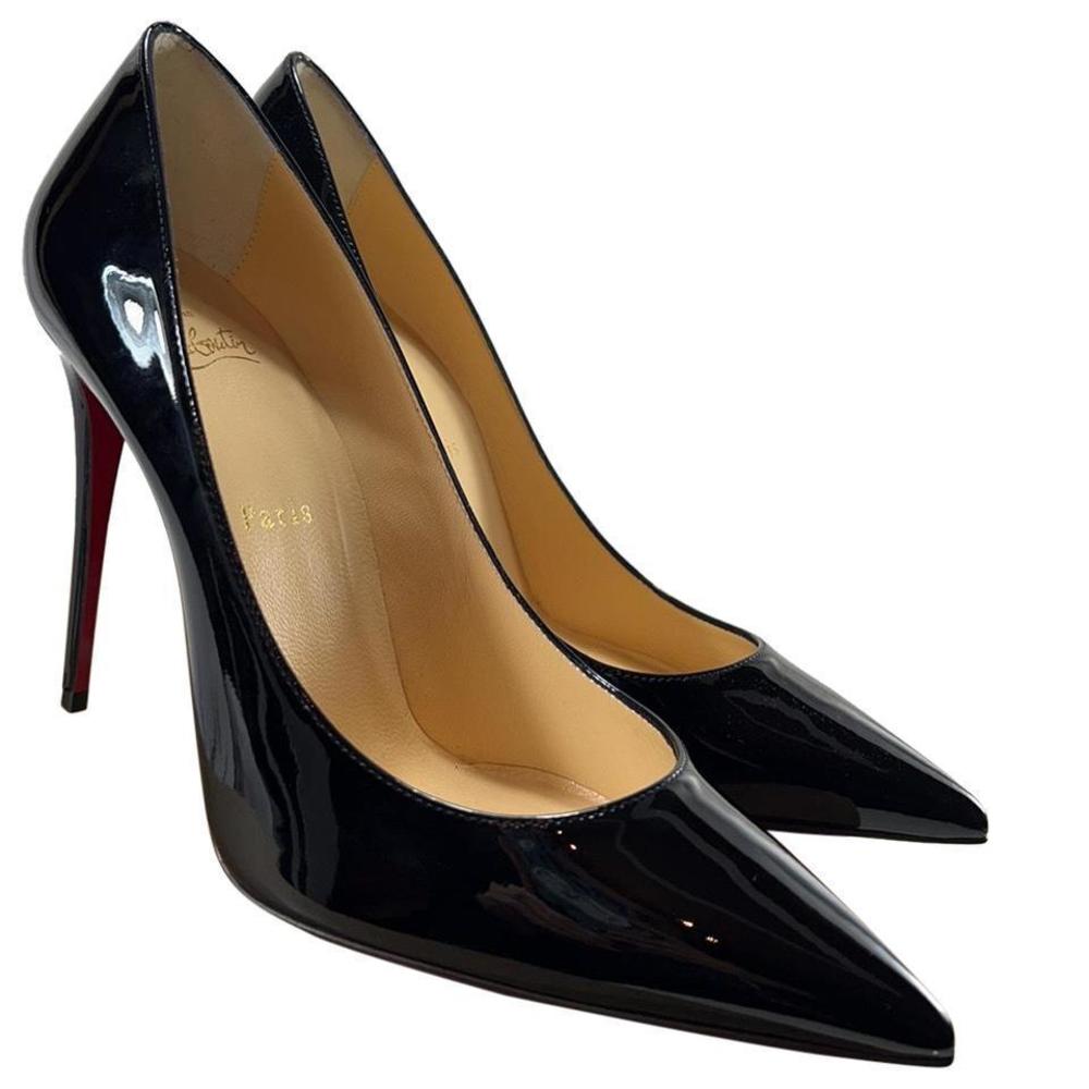 Kate 100mm Black Patent Classic Heels Pumps E084